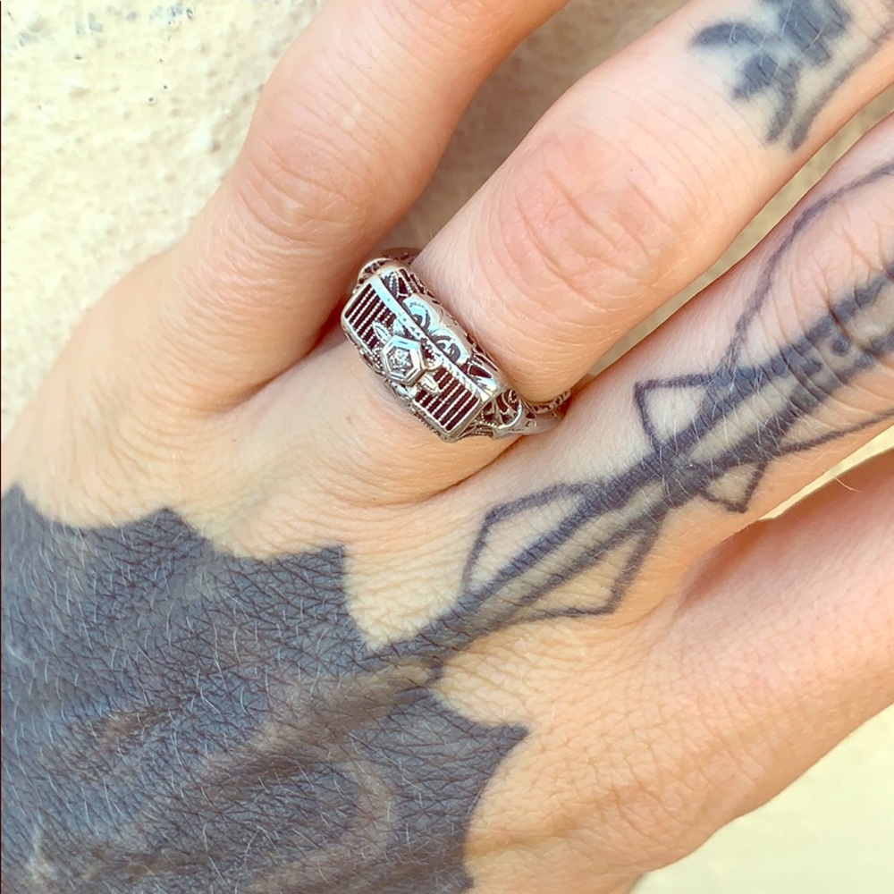 100 year old vintage white gold engagement ring